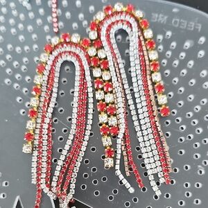 Glamorous Red and Gold Crystal Drop Earrings